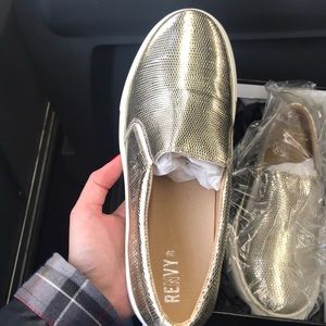 Slip on sneakers -gold embossed leather